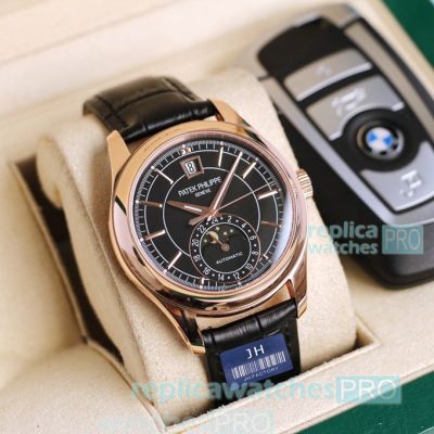 Swiss Replica Patek Philippe Complications Watch 5205g-001 Black Moon Phase